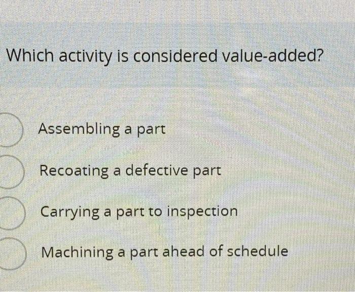 Which activity is considered value-added?