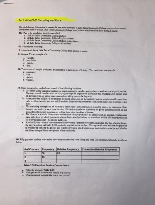 Recitation Choi Sampling and Data the the