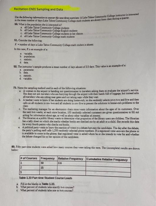 Recitation Choi Sampling and Data the the