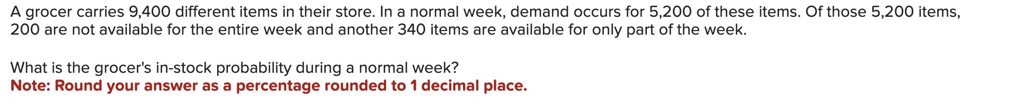 A grocer carries 9,400 different items in their