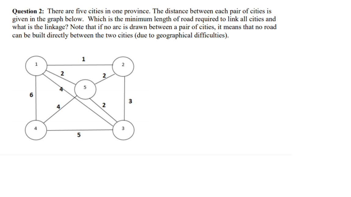 Question 2: There are five cities in one