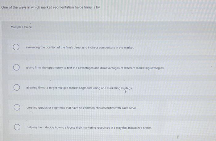 One of the ways in which market segmentation