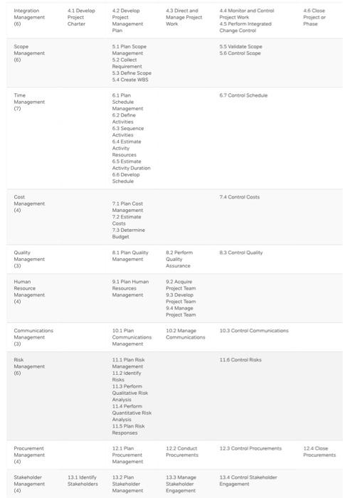 Fill this Project management process chart