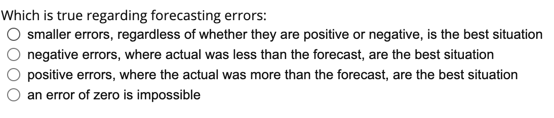 Actual Forecast Error A forecasting method has