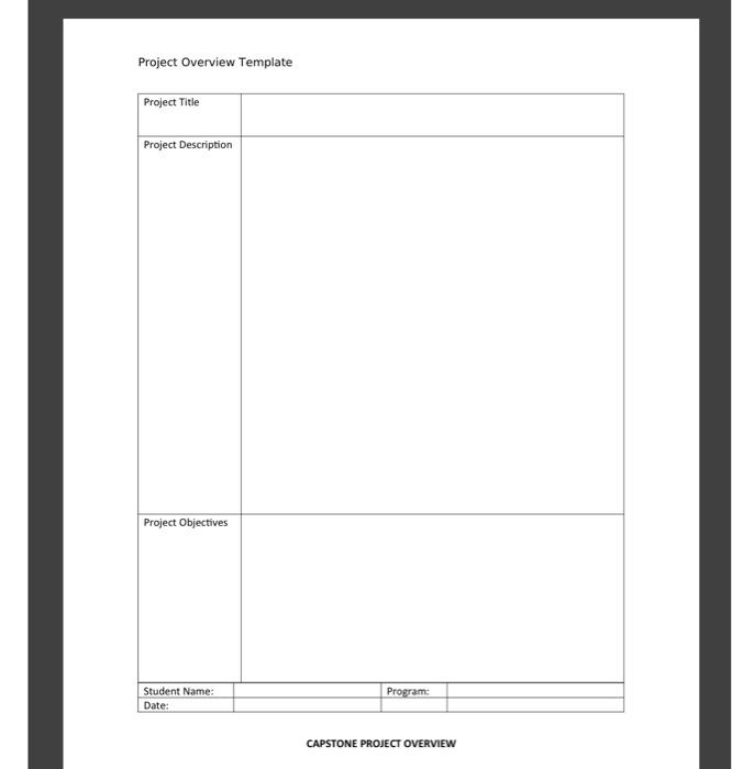 Project Overview Template Project Title Project