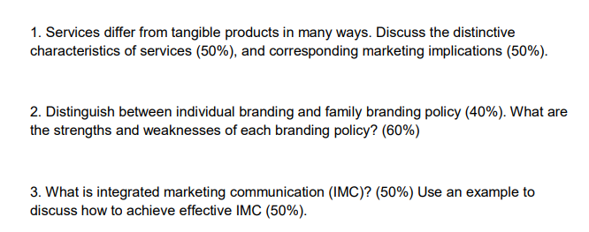 1. Services differ from tangible products in many