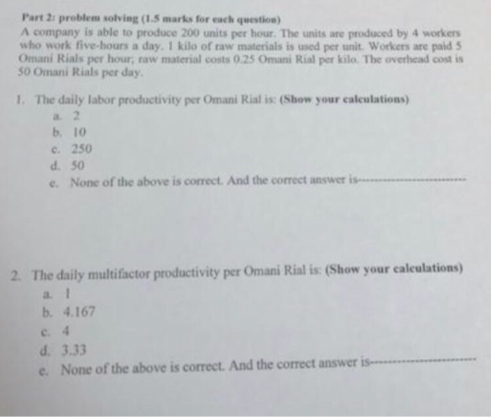 Part 21 problem solving (1.5 marks for each