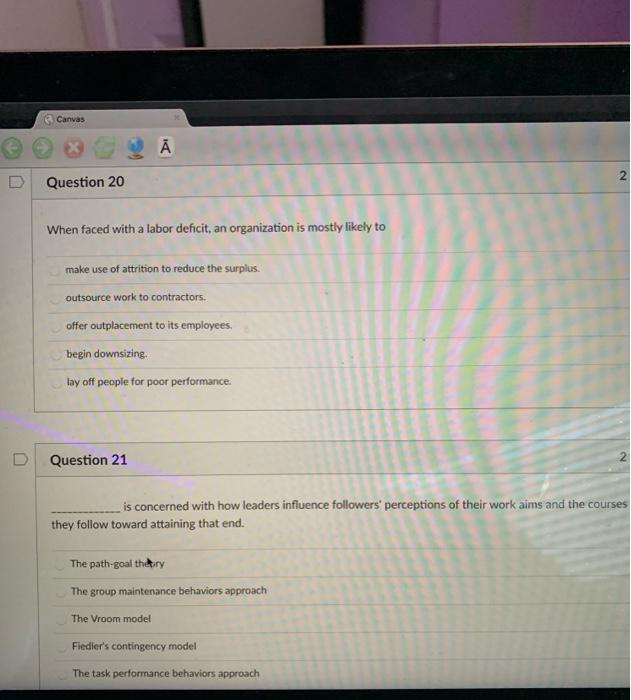 Canvas Question 20 2 When faced with a labor