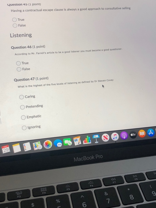 Question 45 (1 point) Having a contractual escape