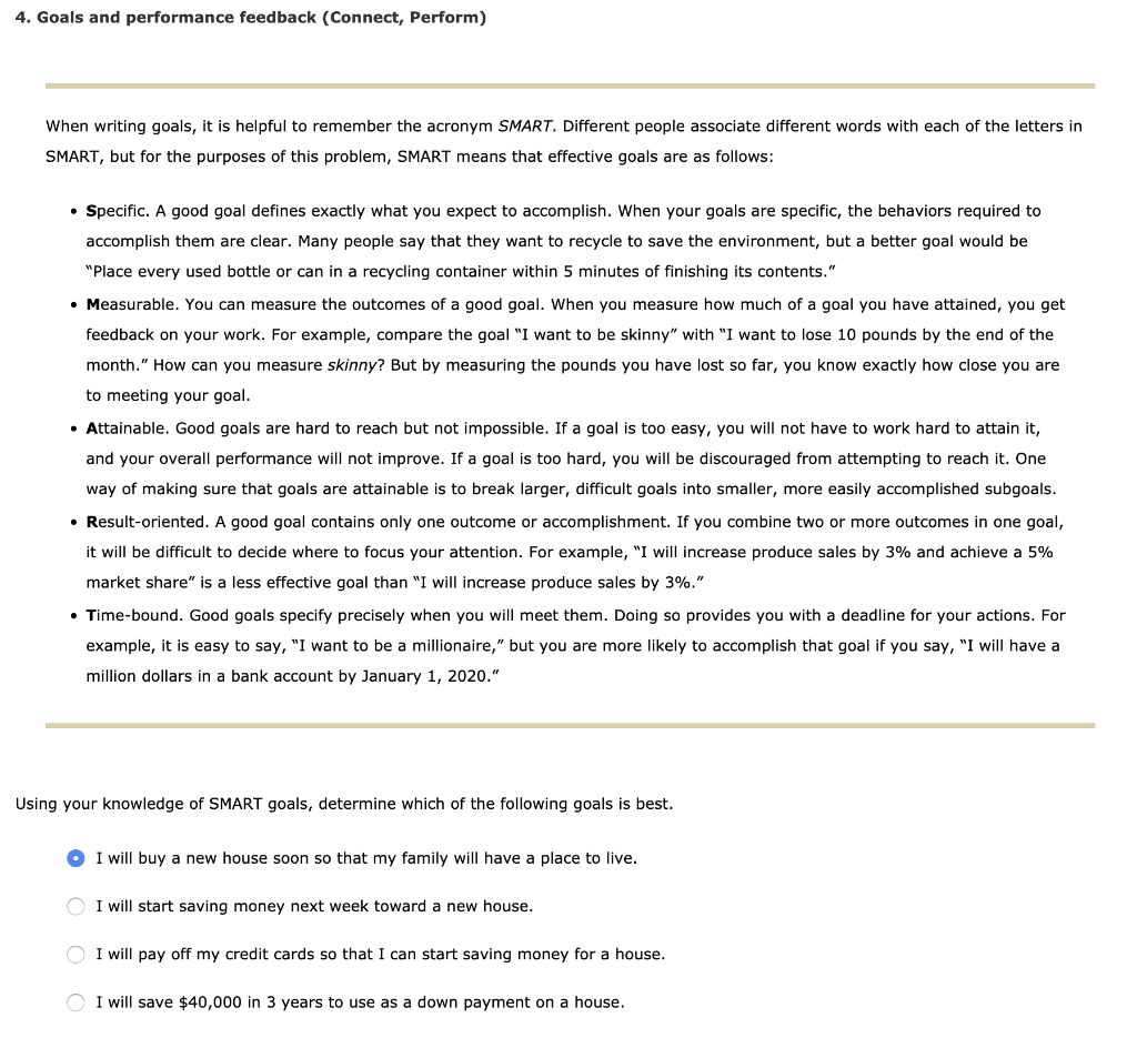 4. Goals and performance feedback (Connect,