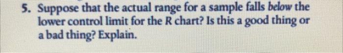 Suppose that the actual range for a sample falls