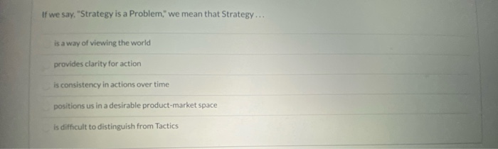 If we say, "Strategy is a Problem." we mean that
