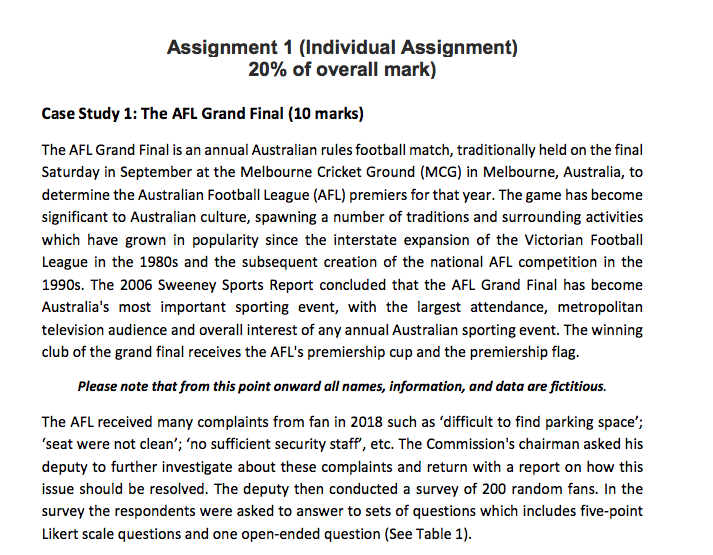 Assignment 1 (Individual Assignment) 20% of