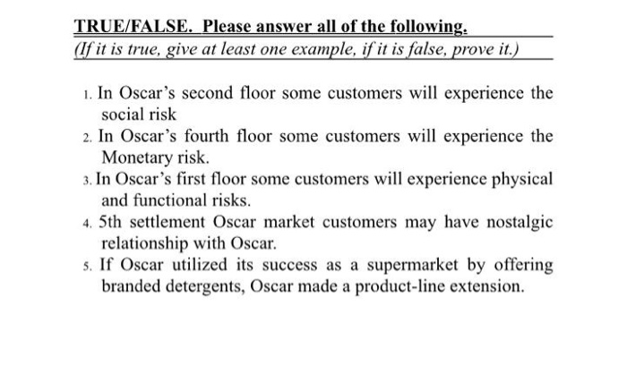 marketing TRUE/FALSE. Please answer all of the