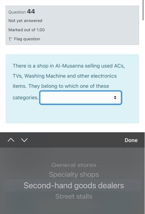 Question 44 Not yet answered Marked out of 1.00