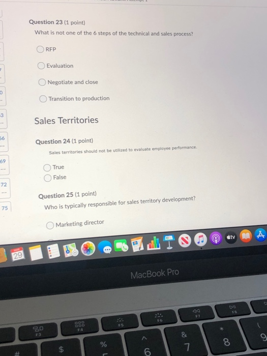 Question 23 (1 point) What is not one of the 6