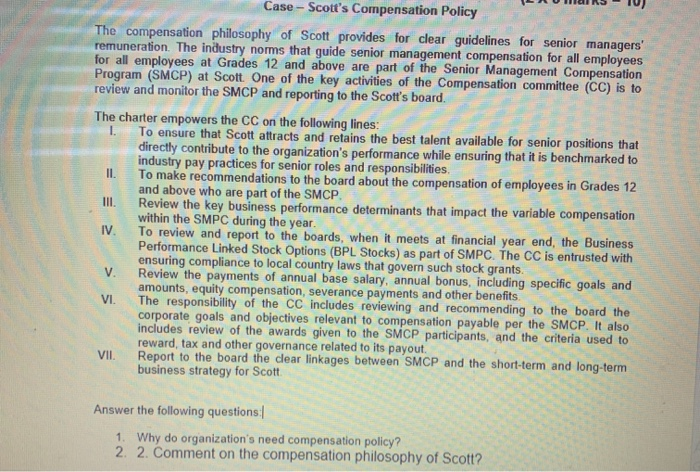 Case - Scott's Compensation Policy The