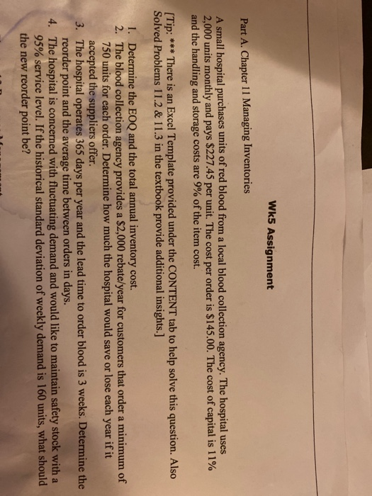 Wk5 Assignment Part A. Chapter 11 Managing