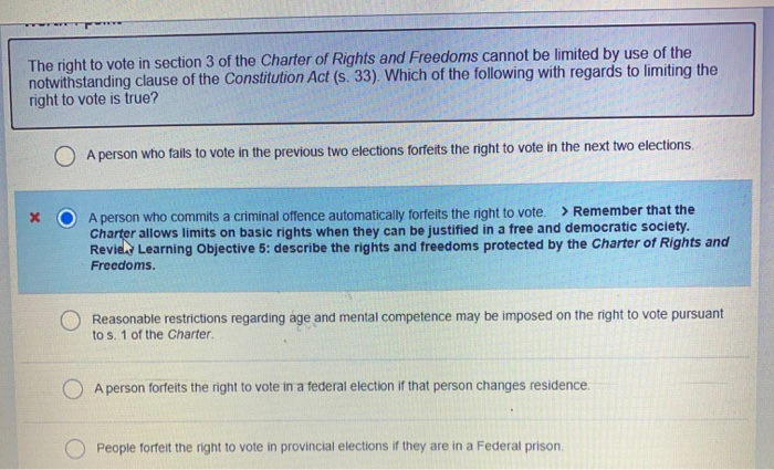 The right to vote in section 3 of the Charter of