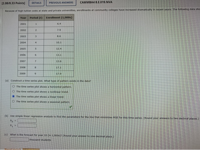 [2.08/8.33 Points] DETAILS PREVIOUS ANSWERS