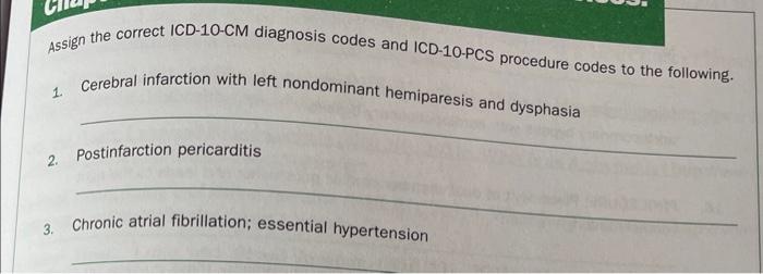 icd-10-cm codes Assign the correct ICD-10-CM