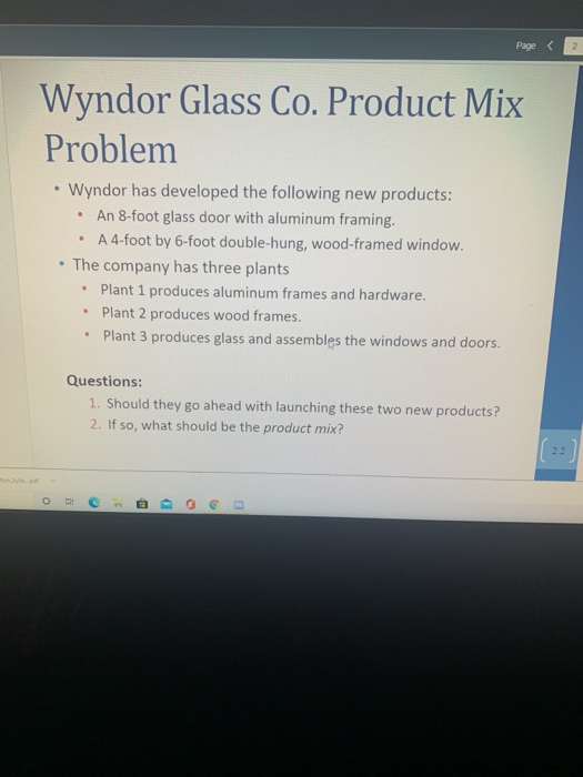 Reconsider the Wyndor Glass Co. case study