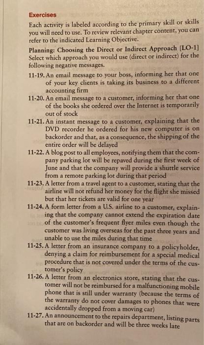 Exercises Each activity is labeled according to