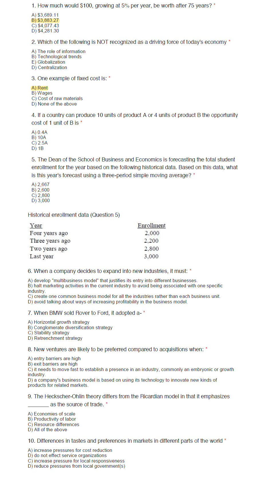 Please answer all the MCQs. 1. How much would