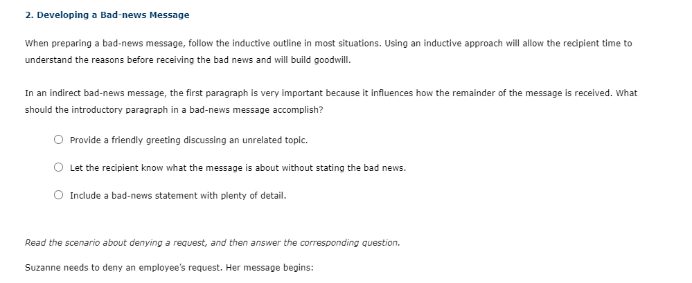 2. Developing a Bad-news Message When preparing a