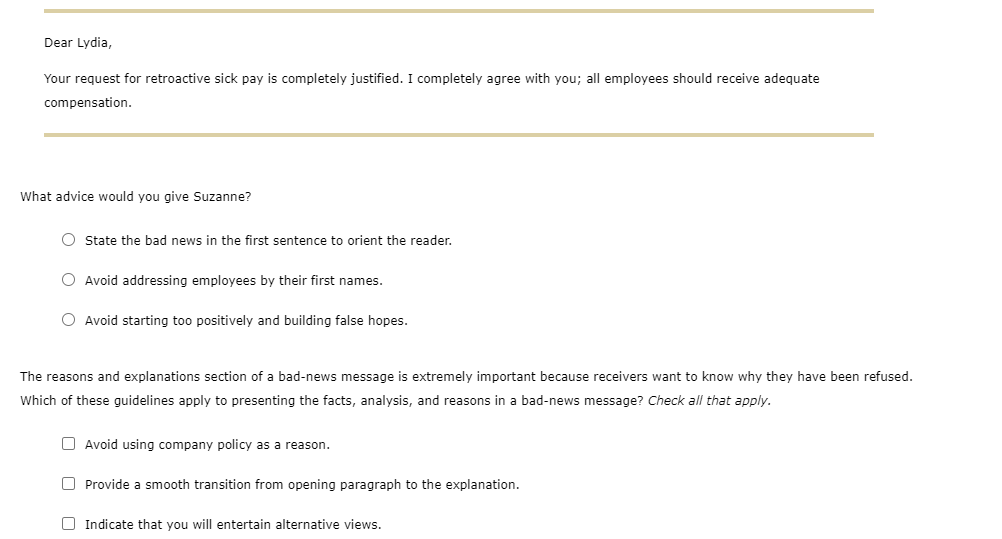 2. Developing a Bad-news Message When preparing a