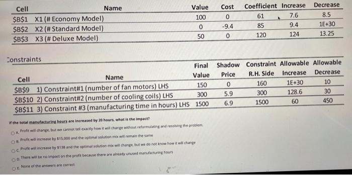 Decrease Cell Name Value Coefficient Increase