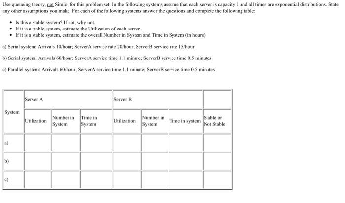 Use queueing theory, not Simio, for this problem