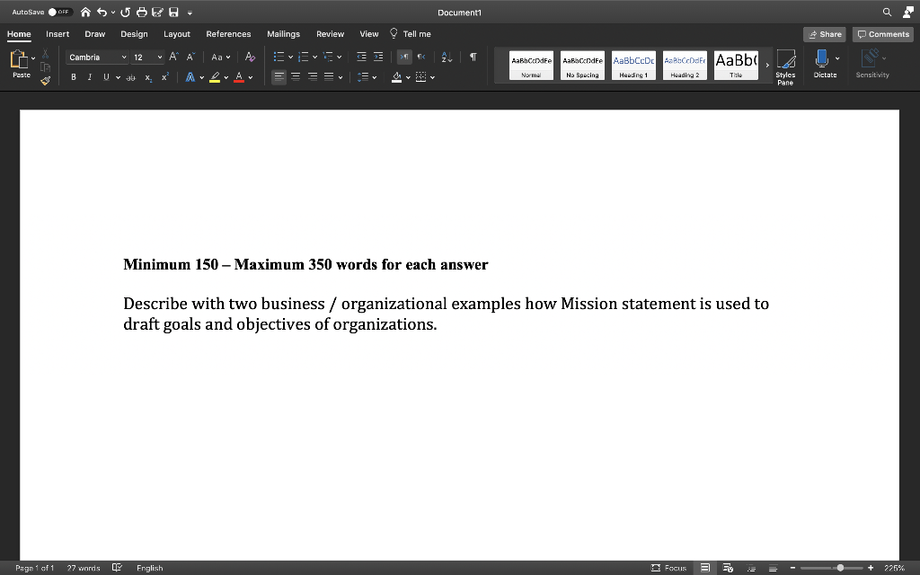 AutoSave OFF Document1 Home Insert Draw Design