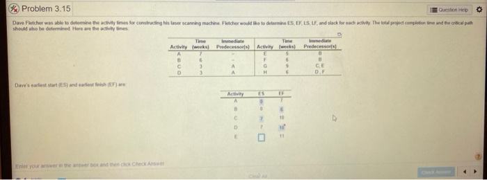 Problem 3.15 Question Help O Dave Fletcher was