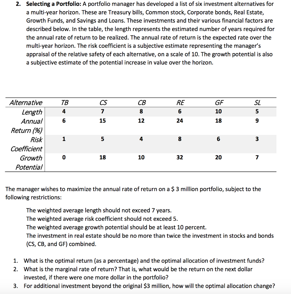 Please solve the problems below using Excel