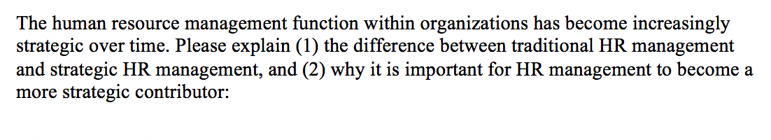 The human resource management function within