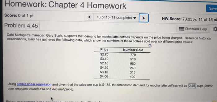 Homework: Chapter 4 Homework Save < 13 of 15 (11