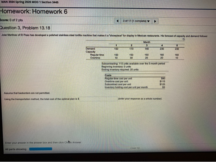 MAN 3504 Spring 2020 MOD 1 Section 3445 Homework: