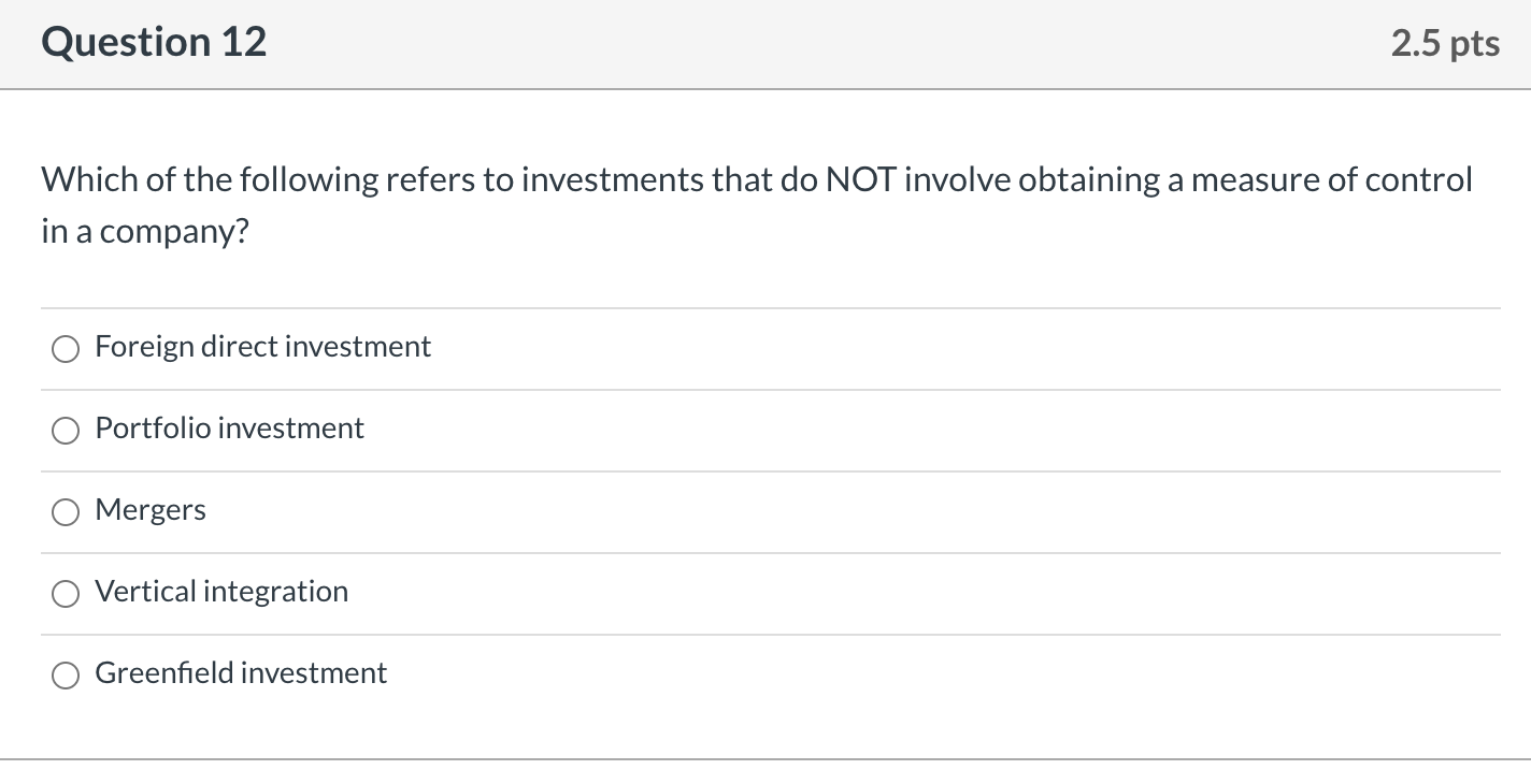 Question 12 2.5 pts Which of the following refers