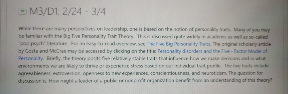 E M3/D1: 2/24 - 3/4 While there are many