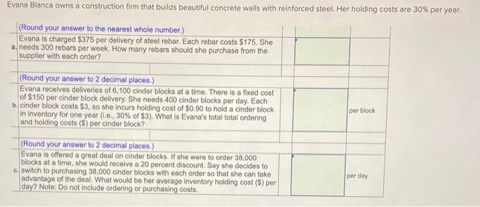 Evana Blanca owns a construction firm that builds