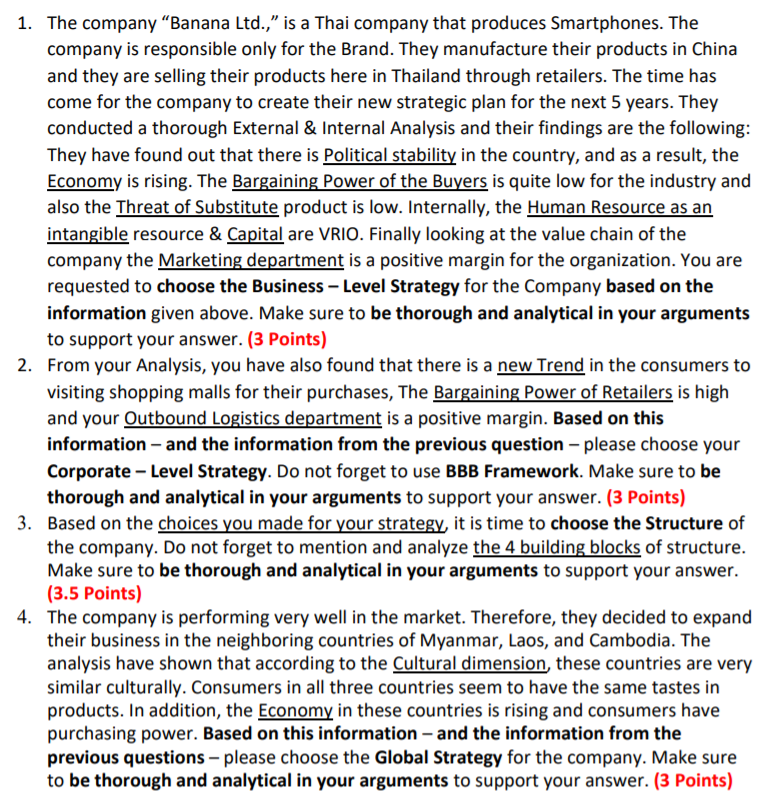 1. The company Banana Ltd.," is a Thai company