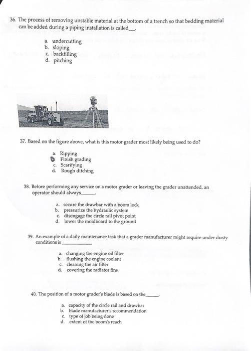 36. The process of removing unstable material at