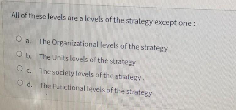 All of these levels are a levels of the strategy