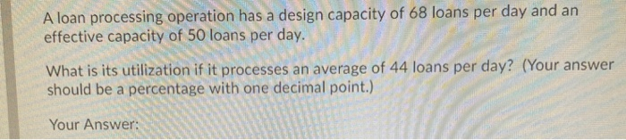 A loan processing operation has a design capacity
