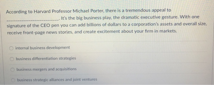 According to Harvard Professor Michael Porter,