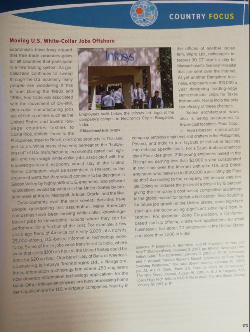 Who benefits from the outsourcing of skilled