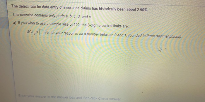 The defect rate for data entry of insurance