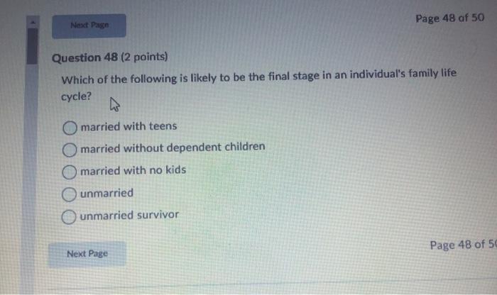 Page 48 of 50 Next Page Question 48 (2 points)