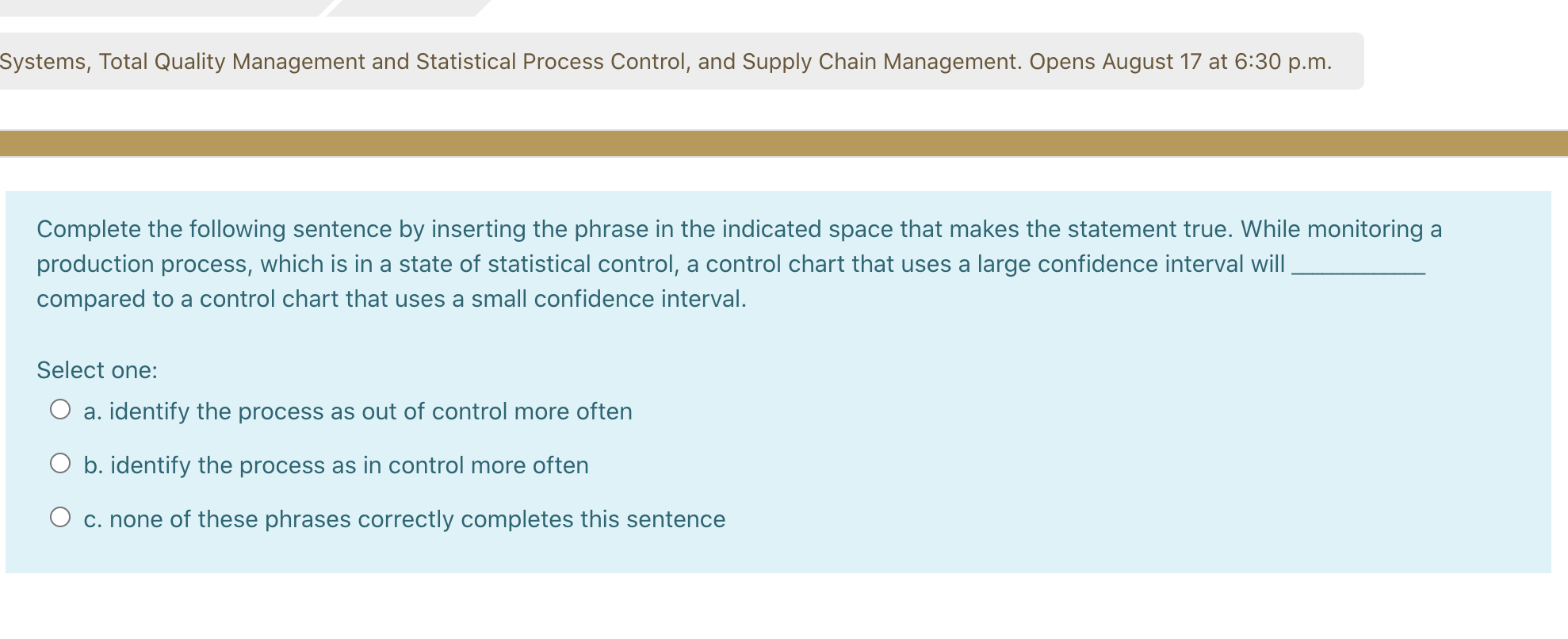 Systems, Total Quality Management and Statistical